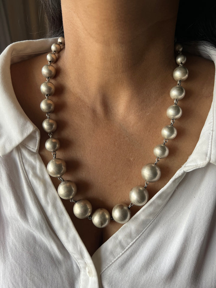 Pure 925 Silver Ball Necklace with Earrings