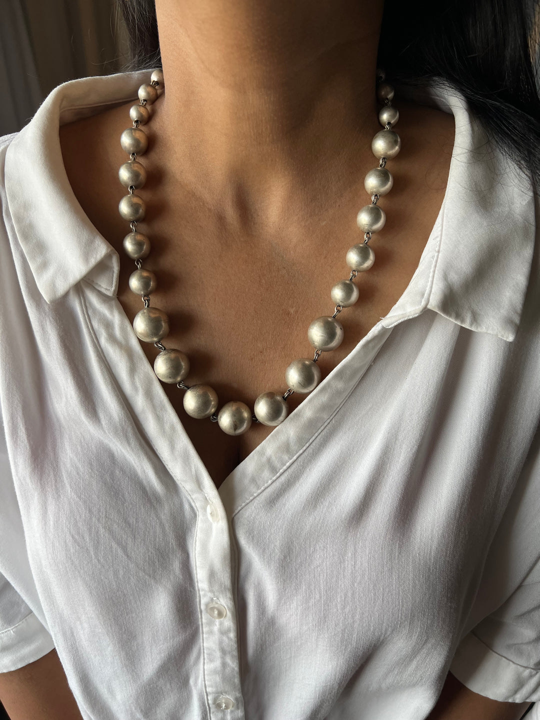 Pure 925 Silver Ball Necklace with Earrings