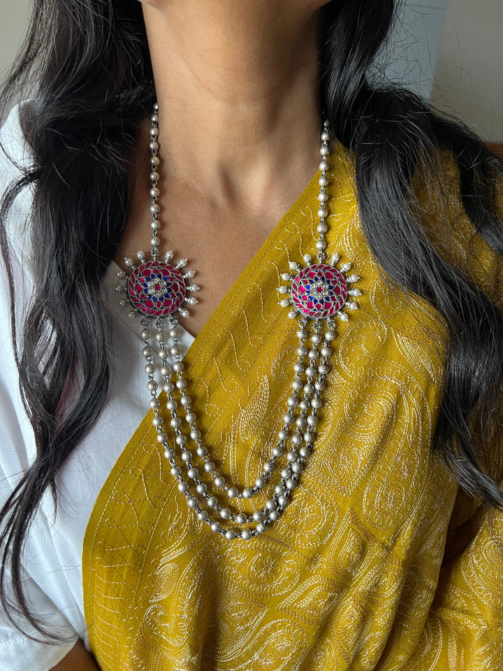 SHIVKA Kundan Double Brooch Necklace