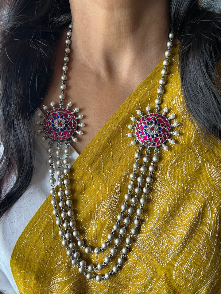 SHIVKA Kundan Double Brooch Necklace