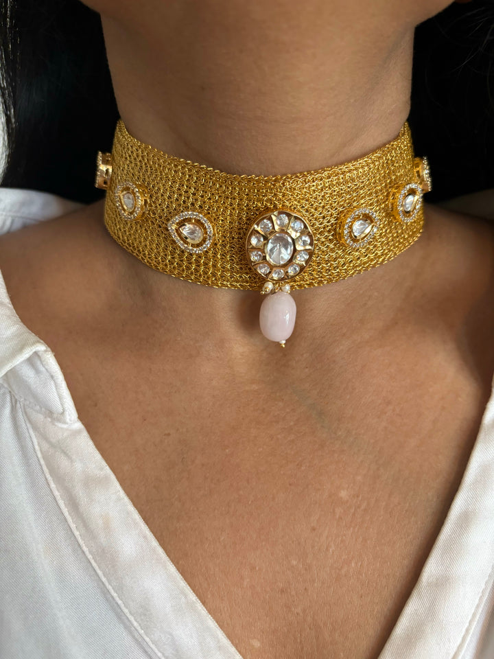 Statement Kundan Mesh Choker with Earrings - Unmatched Quality and Style
