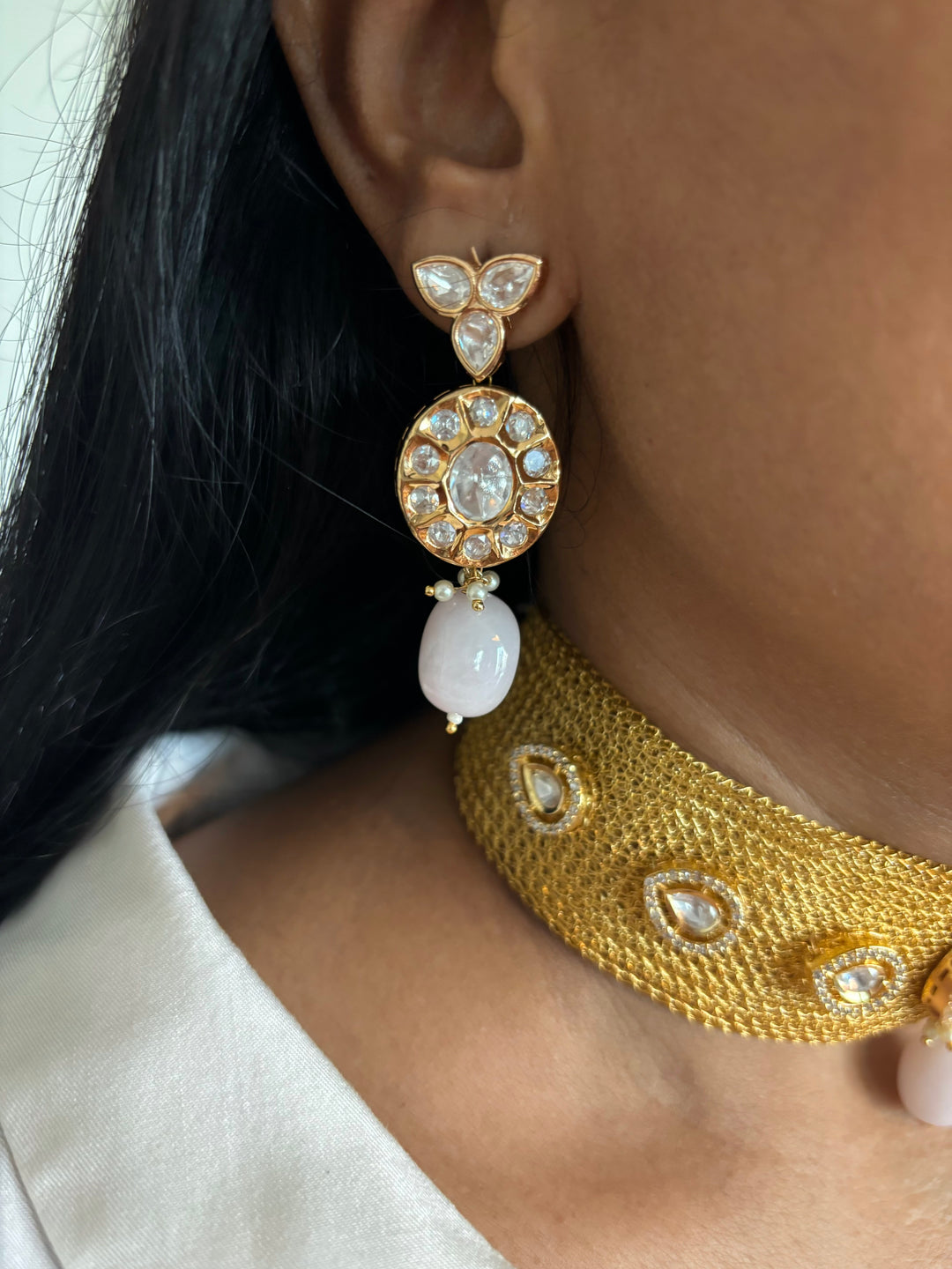 Statement Kundan Mesh Choker with Earrings - Unmatched Quality and Style