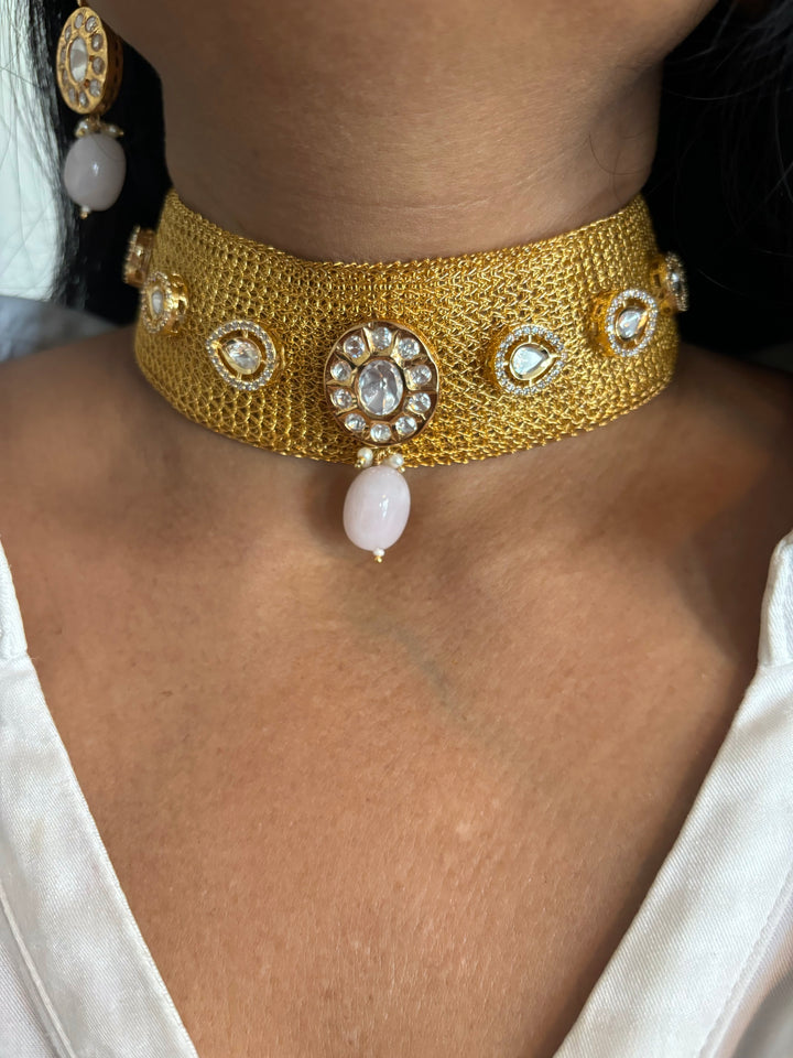 Statement Kundan Mesh Choker with Earrings - Unmatched Quality and Style