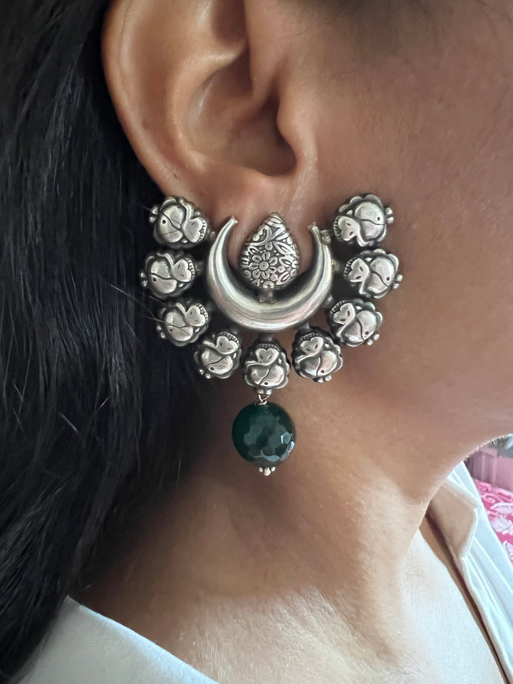 Statement Earrings with Green Onyx Drops – Perfect for Afternoon Lunches