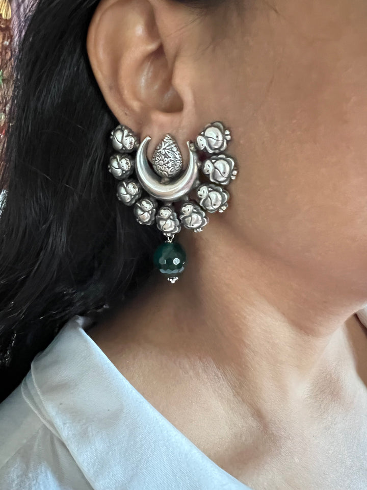 Statement Earrings with Green Onyx Drops – Perfect for Afternoon Lunches