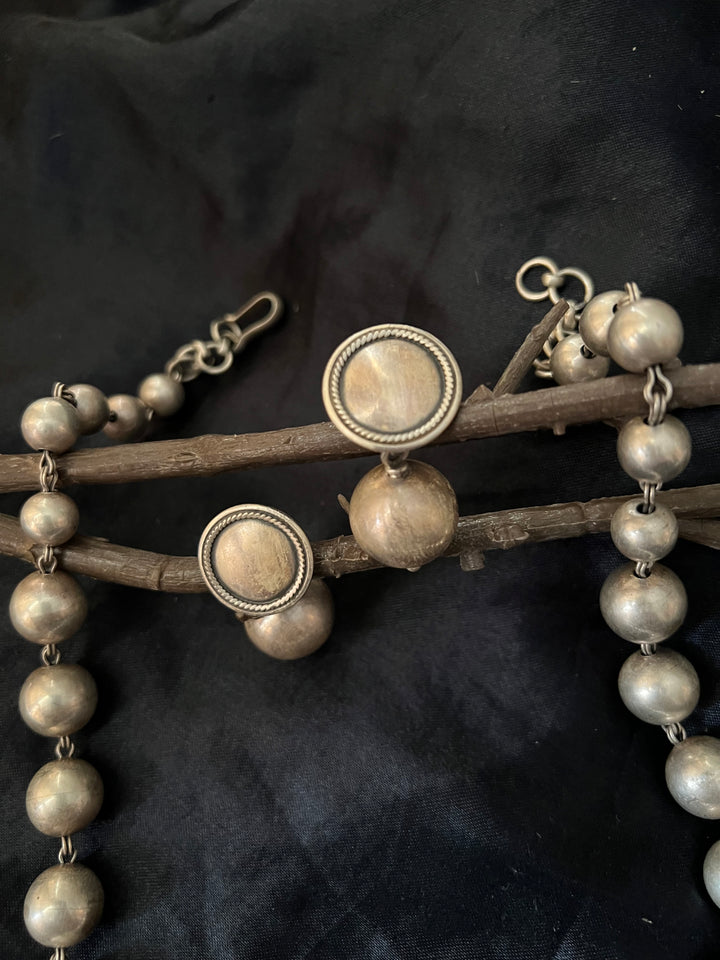 Pure 925 Silver Ball Necklace with Earrings