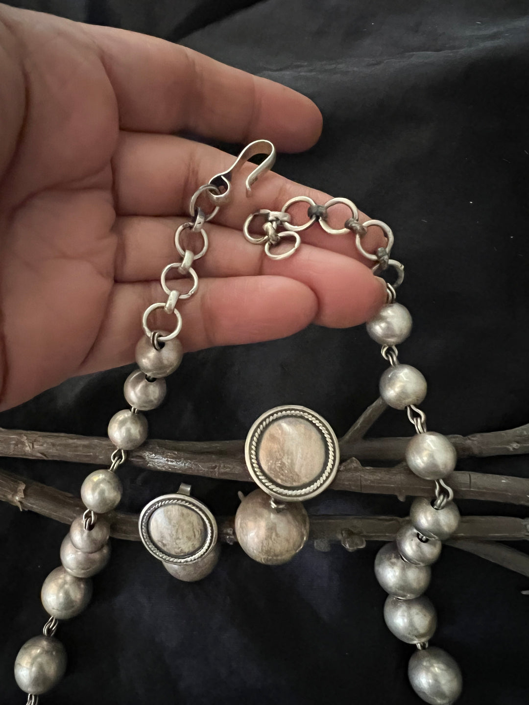 Pure 925 Silver Ball Necklace with Earrings