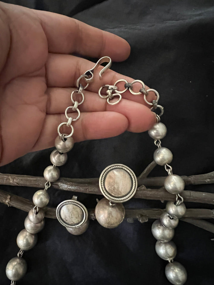 Pure 925 Silver Ball Necklace with Earrings