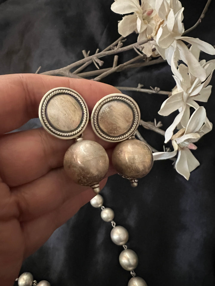 Pure 925 Silver Ball Necklace with Earrings