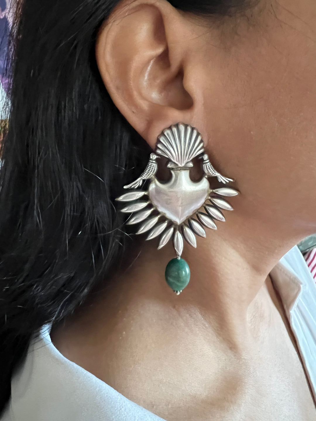 Statement Earrings with Abalone Drops – Perfect for Afternoon Lunches