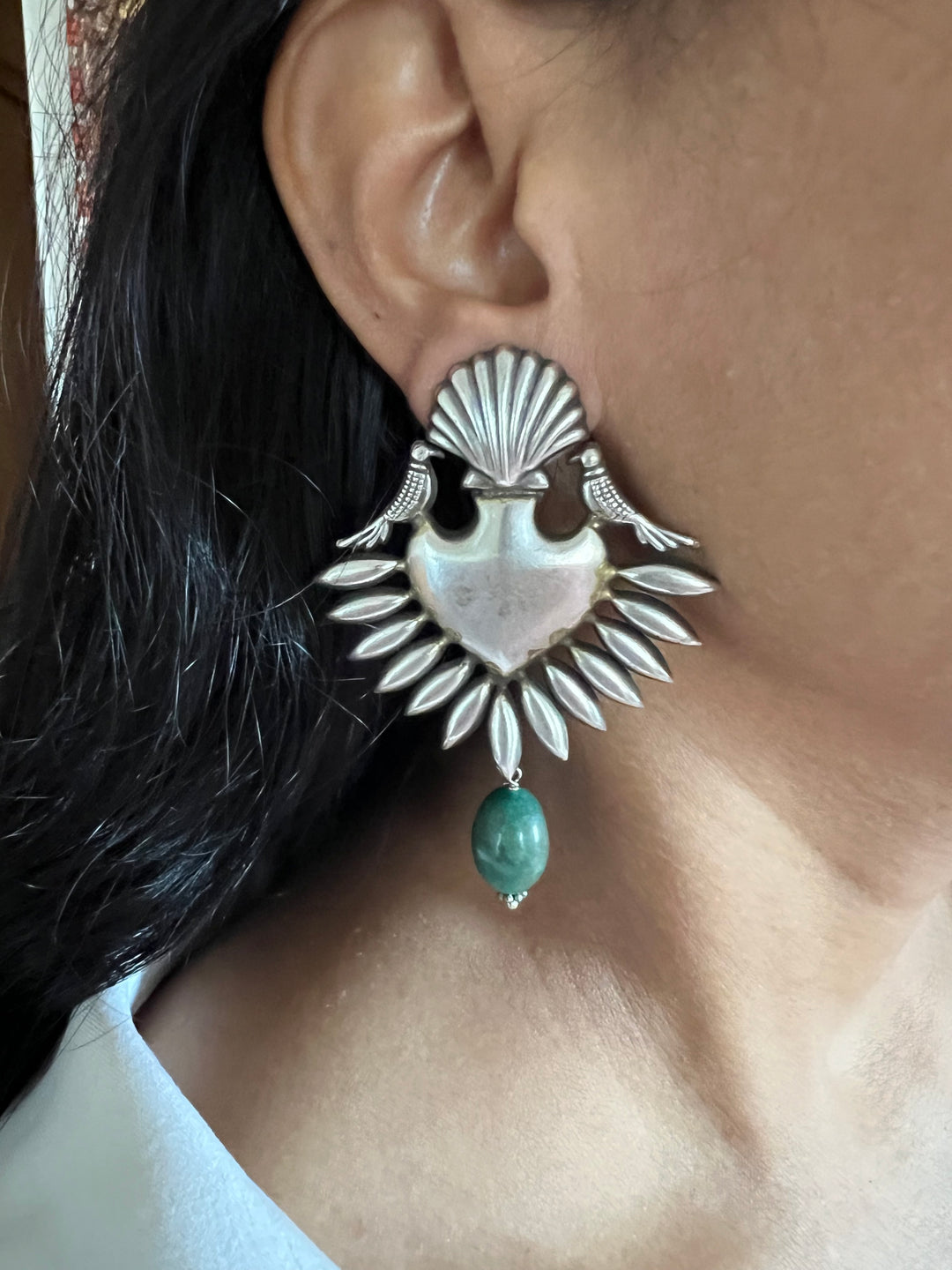 Statement Earrings with Abalone Drops – Perfect for Afternoon Lunches
