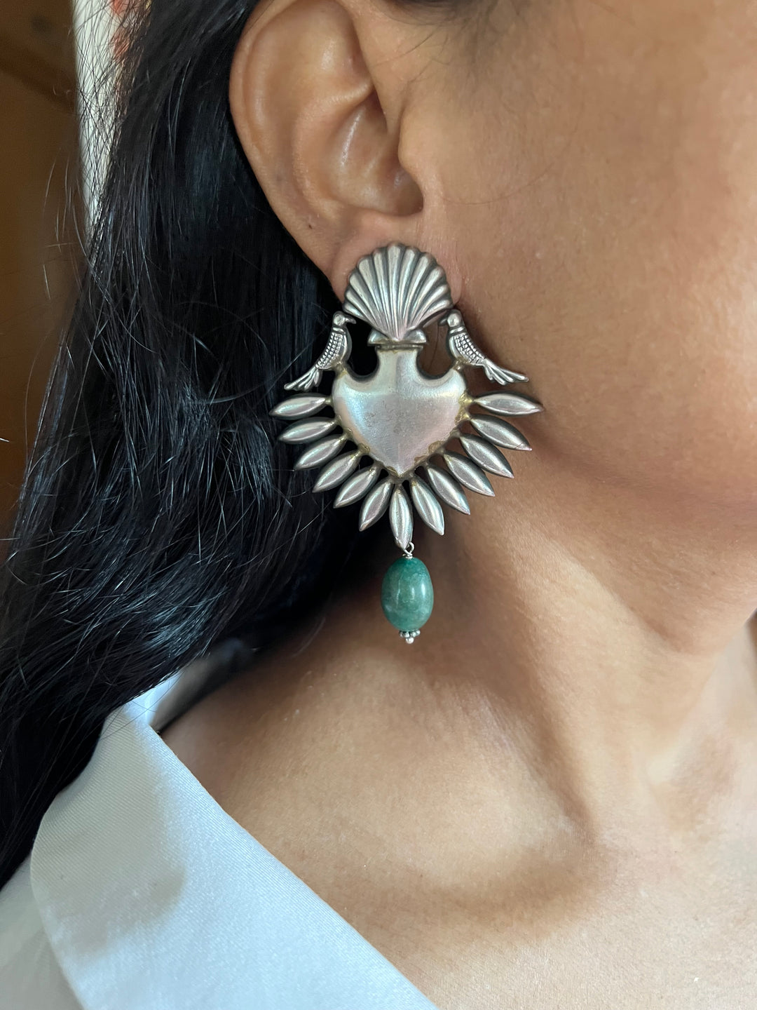 Statement Earrings with Abalone Drops – Perfect for Afternoon Lunches