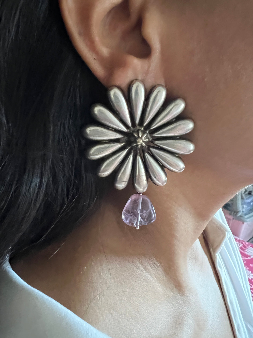 Statement Earrings with Amethyst Drops – Perfect for Afternoon Lunches