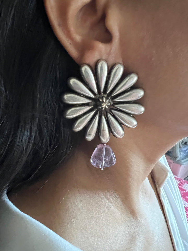 Statement Earrings with Amethyst Drops – Perfect for Afternoon Lunches