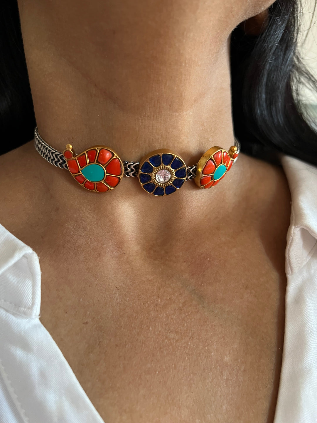 Light and Elegant 925 Silver Kundan Choker Necklace Set – Perfect for Destination Weddings