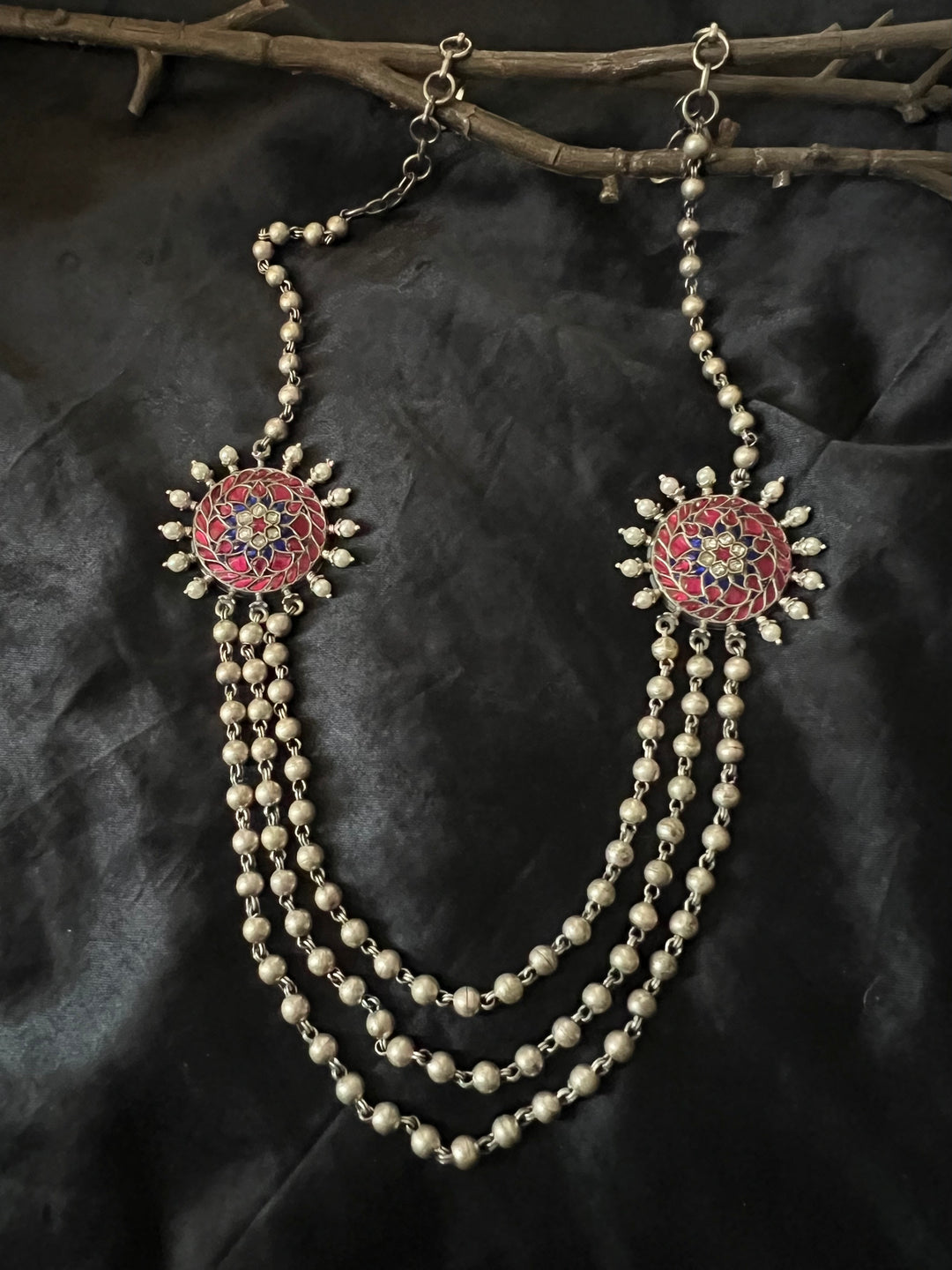SHIVKA Kundan Double Brooch Necklace