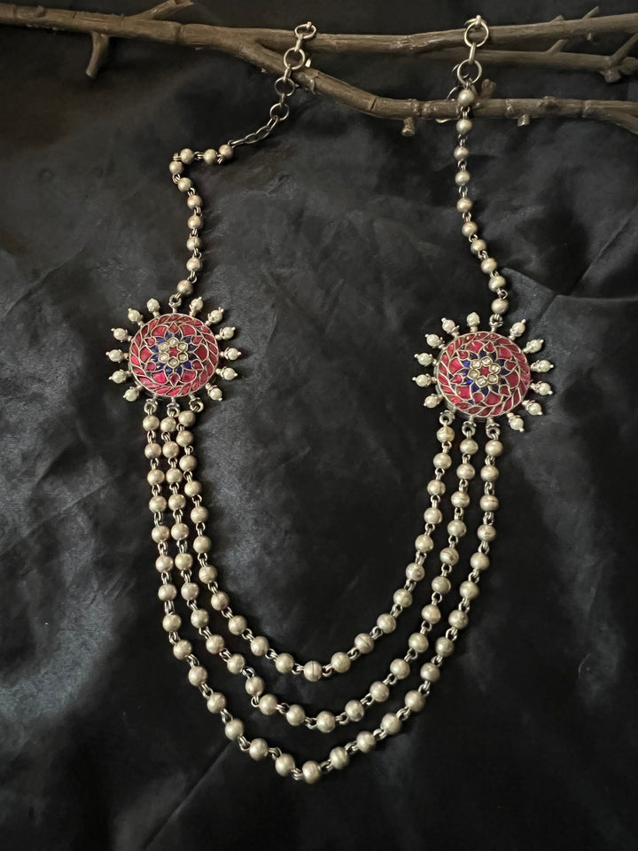 SHIVKA Kundan Double Brooch Necklace