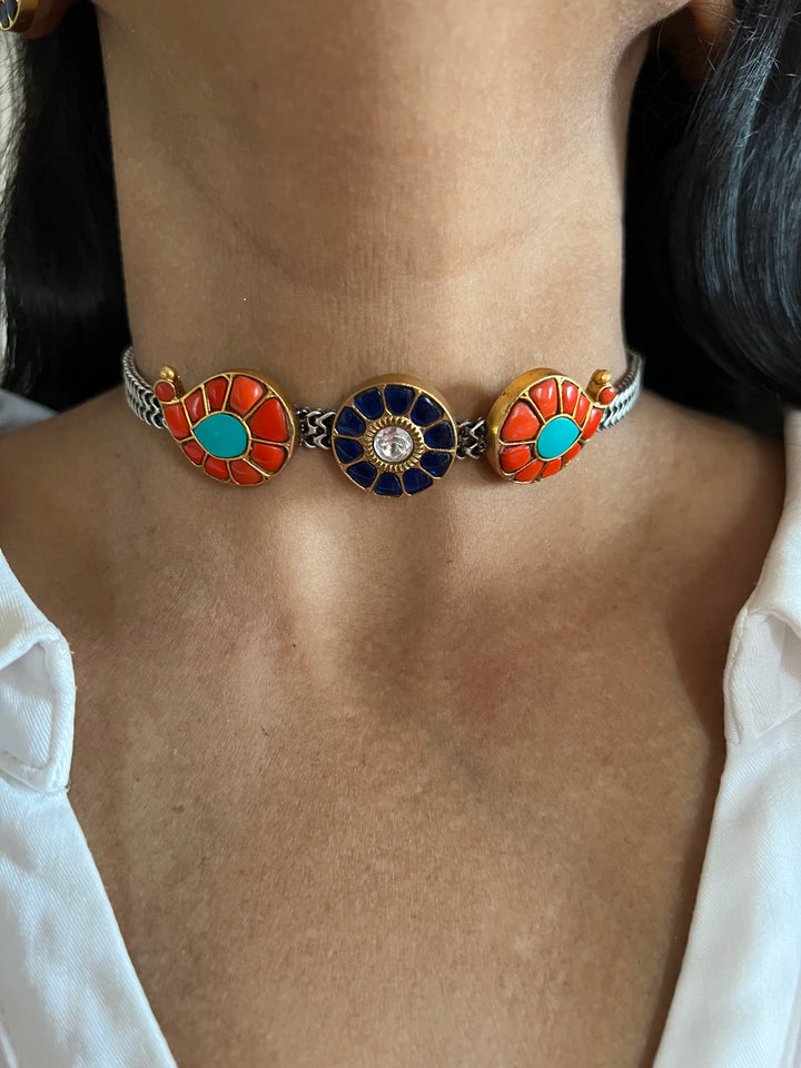 Light and Elegant 925 Silver Kundan Choker Necklace Set – Perfect for Destination Weddings