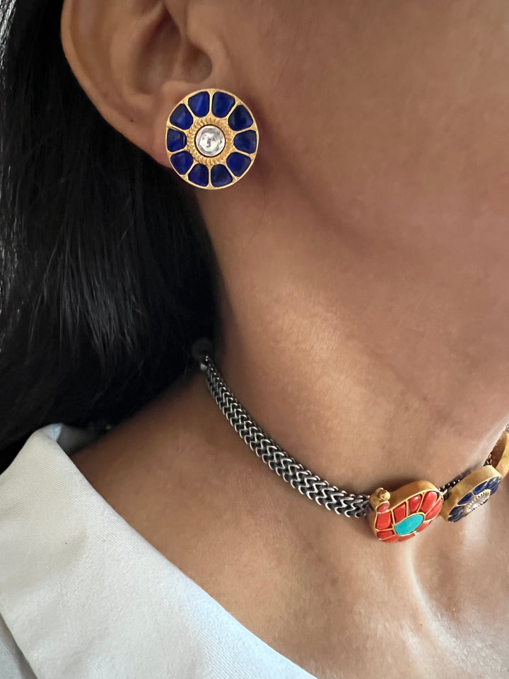 Light and Elegant 925 Silver Kundan Choker Necklace Set – Perfect for Destination Weddings