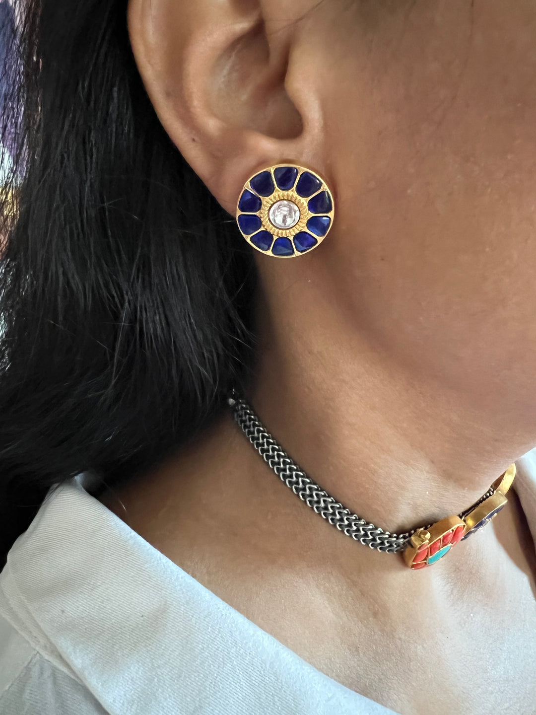 Light and Elegant 925 Silver Kundan Choker Necklace Set – Perfect for Destination Weddings