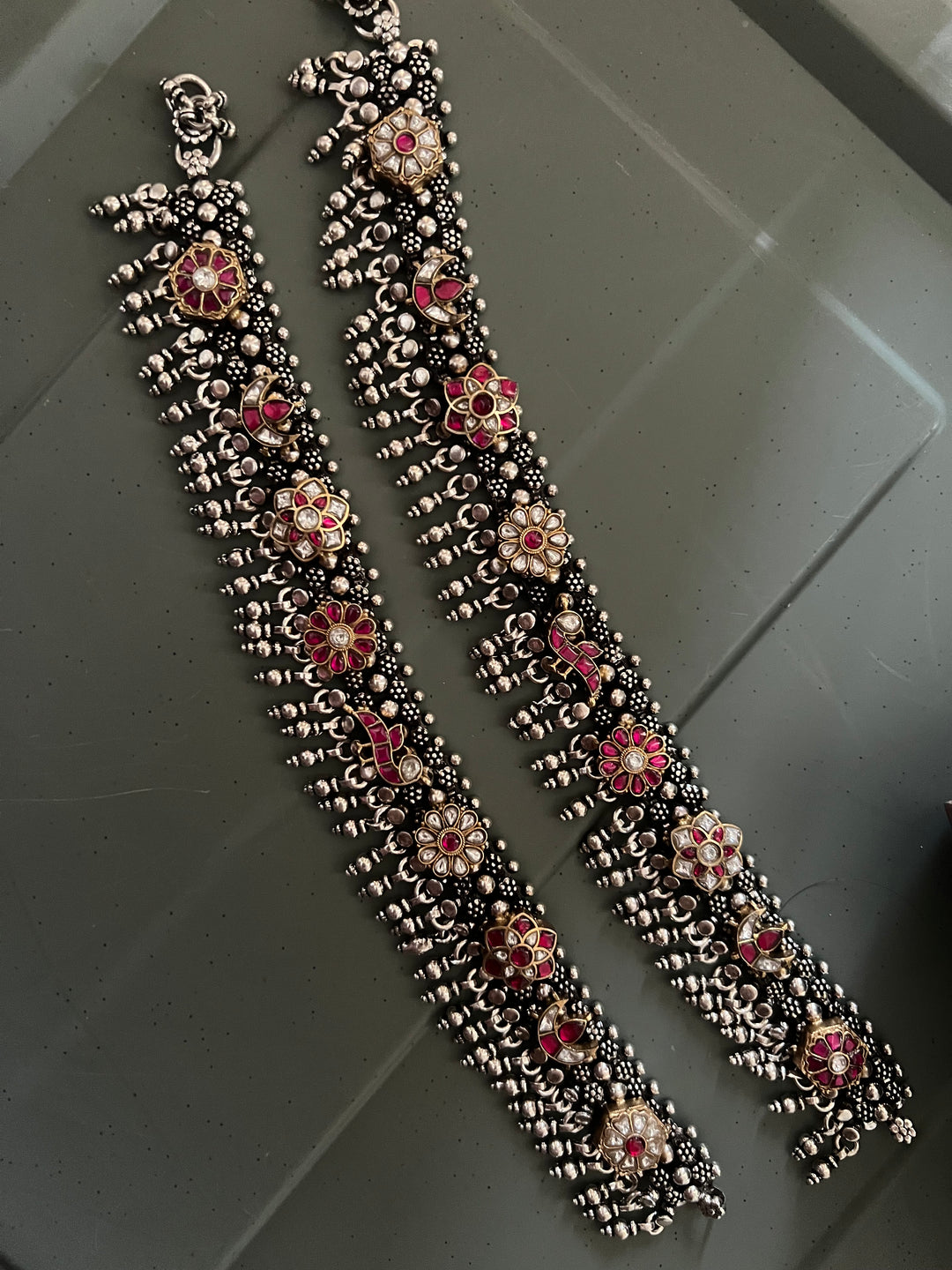 925 Silver Kundan Fusion Anklets – SHIVKA