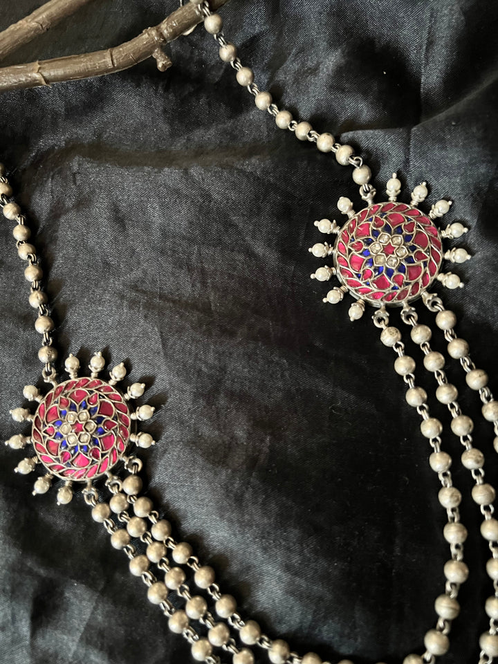 SHIVKA Kundan Double Brooch Necklace