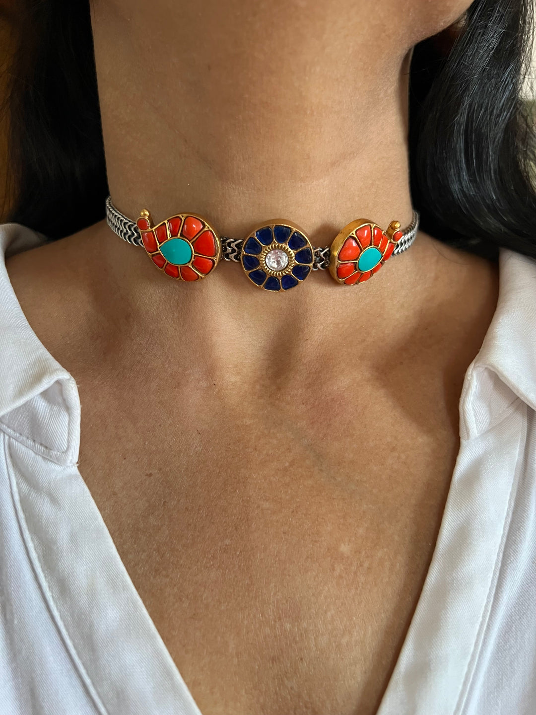 Light and Elegant 925 Silver Kundan Choker Necklace Set – Perfect for Destination Weddings