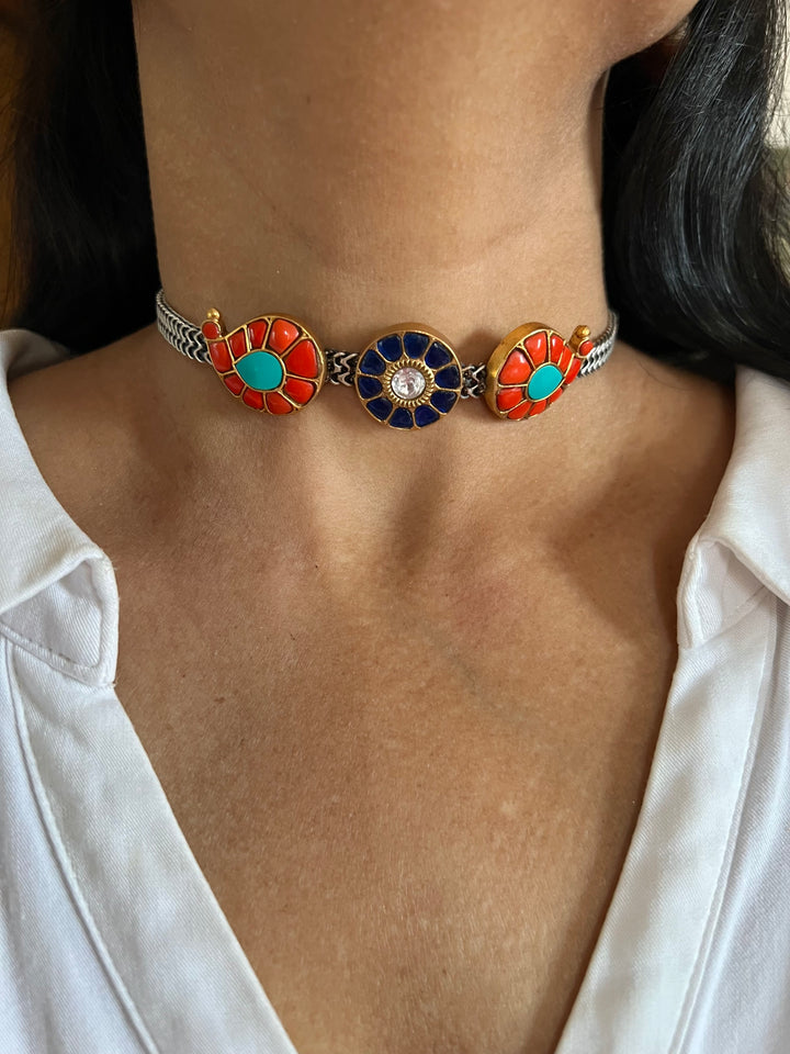 Light and Elegant 925 Silver Kundan Choker Necklace Set – Perfect for Destination Weddings