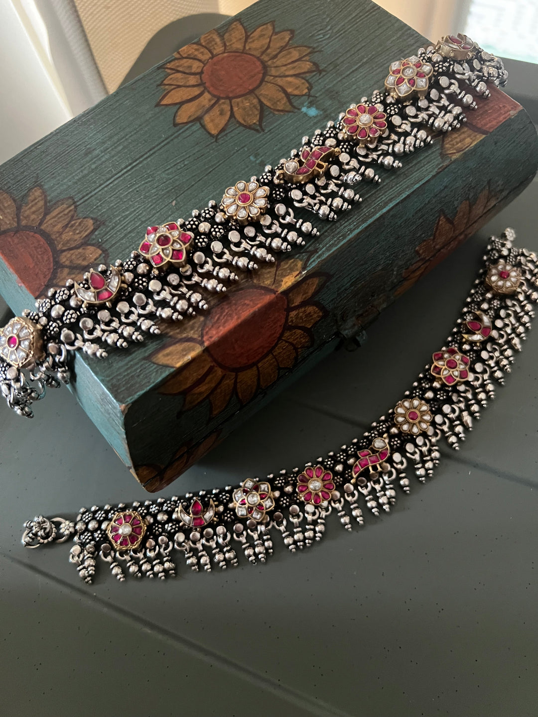 925 Silver Kundan Fusion Anklets – SHIVKA