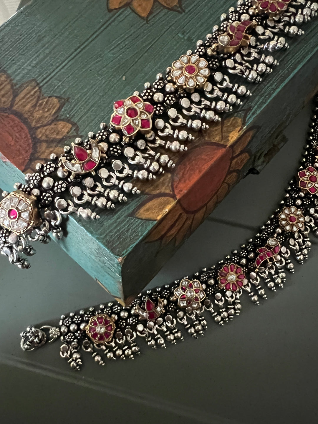 925 Silver Kundan Fusion Anklets – SHIVKA