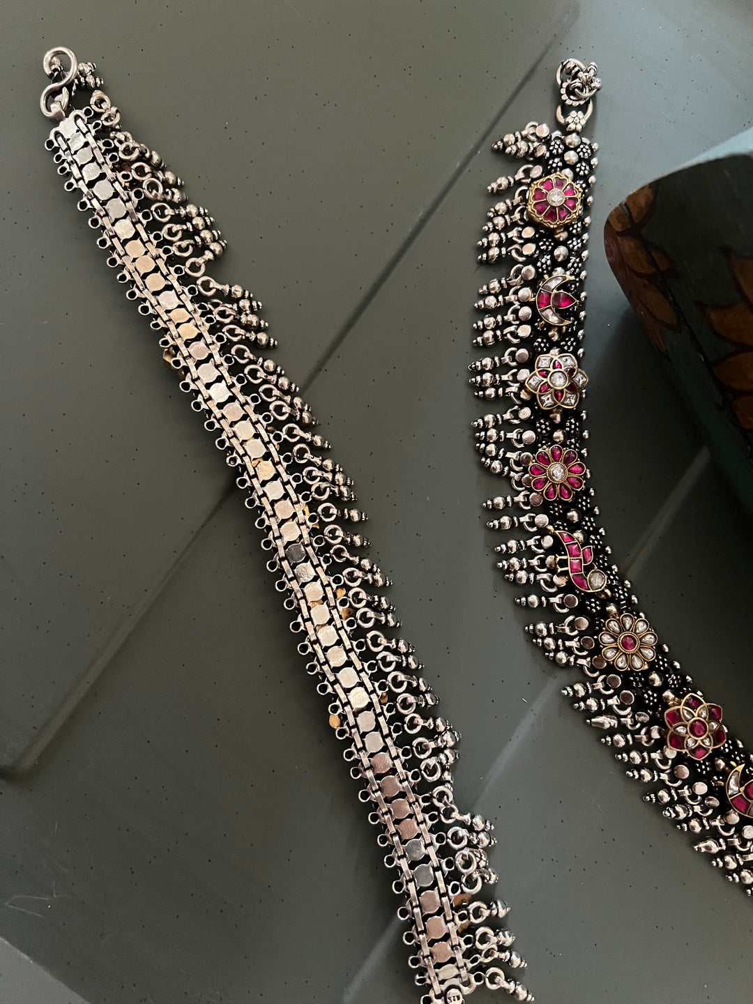 925 Silver Kundan Fusion Anklets – SHIVKA