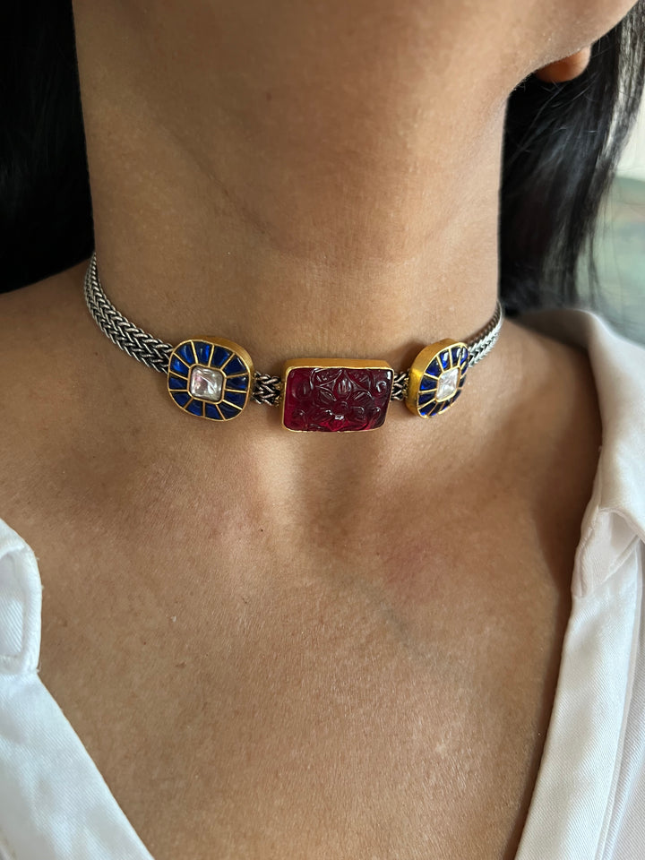 Light and Elegant 925 Silver Kundan Choker Necklace Set – Perfect for Destination Weddings