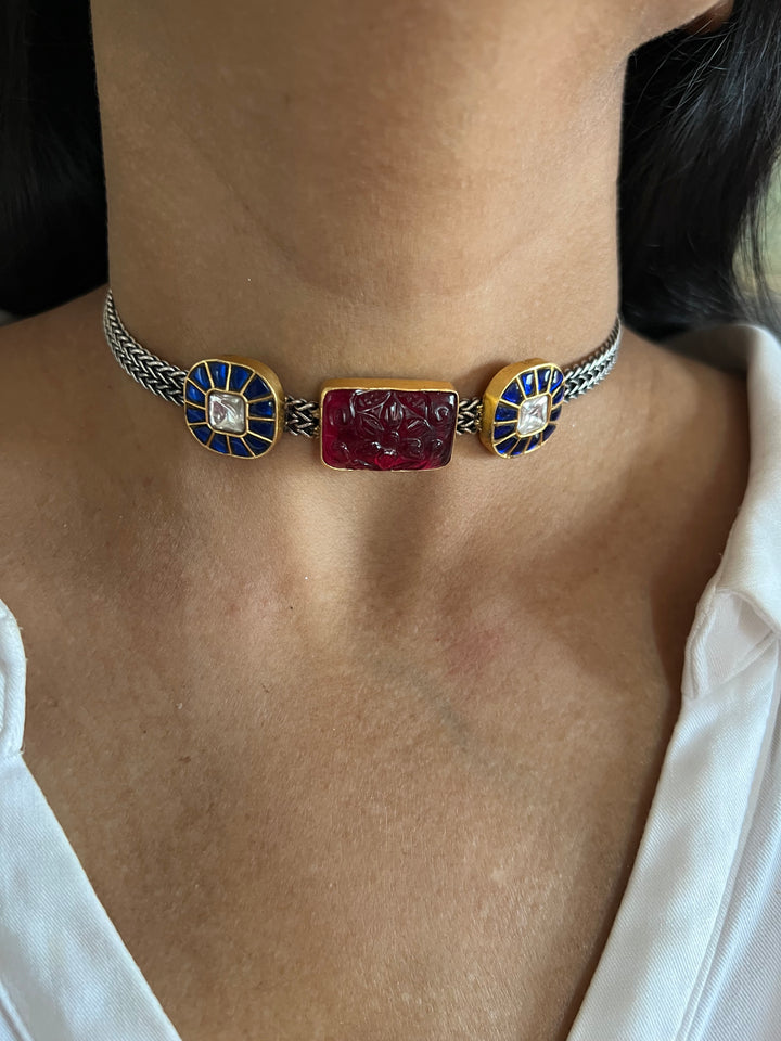 Light and Elegant 925 Silver Kundan Choker Necklace Set – Perfect for Destination Weddings