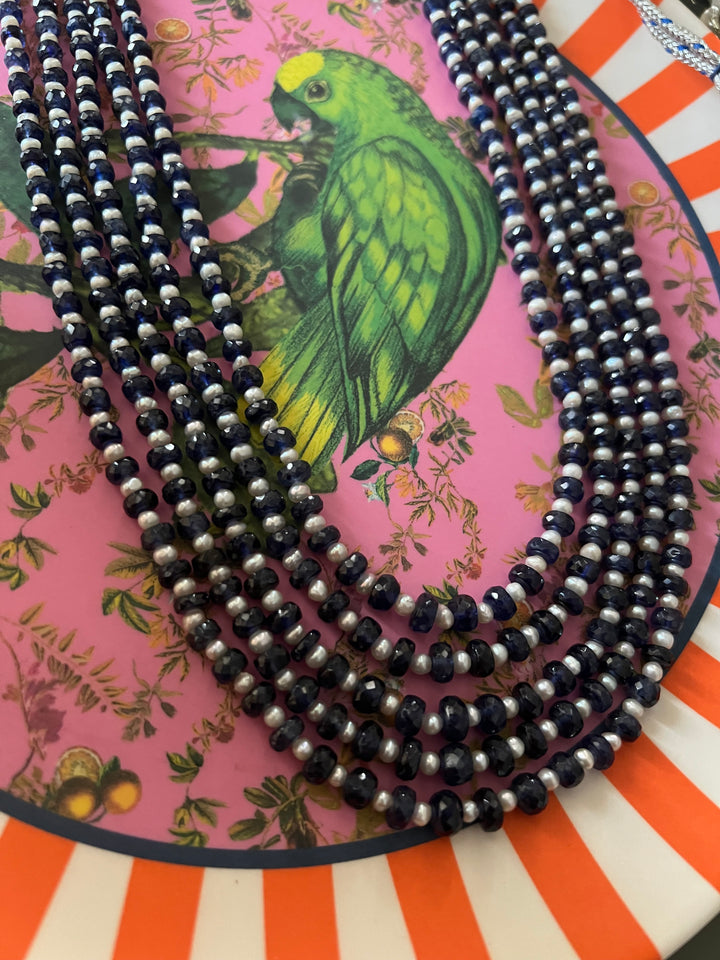 Blue Sapphire & Pearl Necklace – SHIVKA