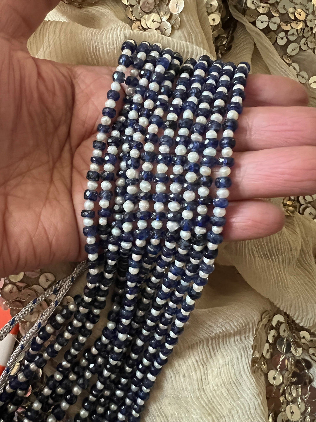 Blue Sapphire & Pearl Necklace – SHIVKA