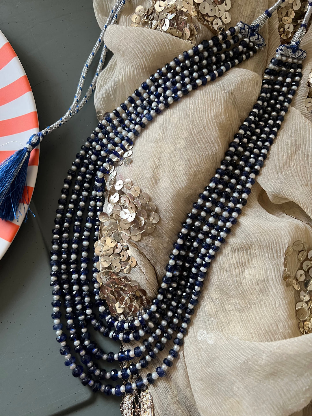 Blue Sapphire & Pearl Necklace – SHIVKA