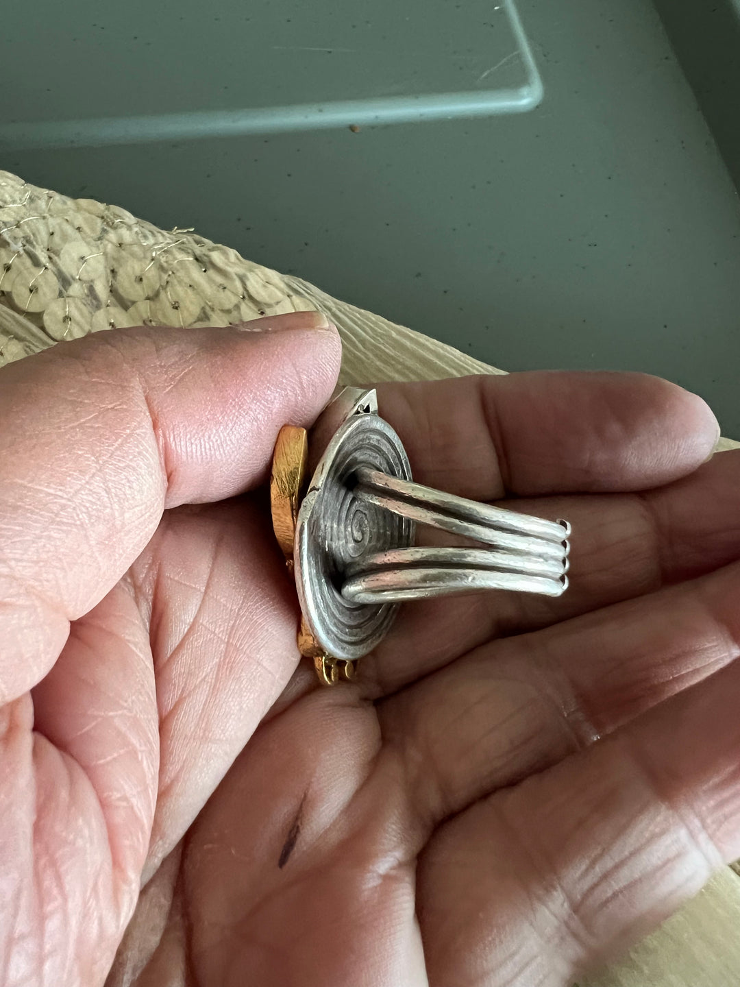 Statement Kundan 925 Silver Ring with Natural Carved Stone- Handmade, One of a Kind