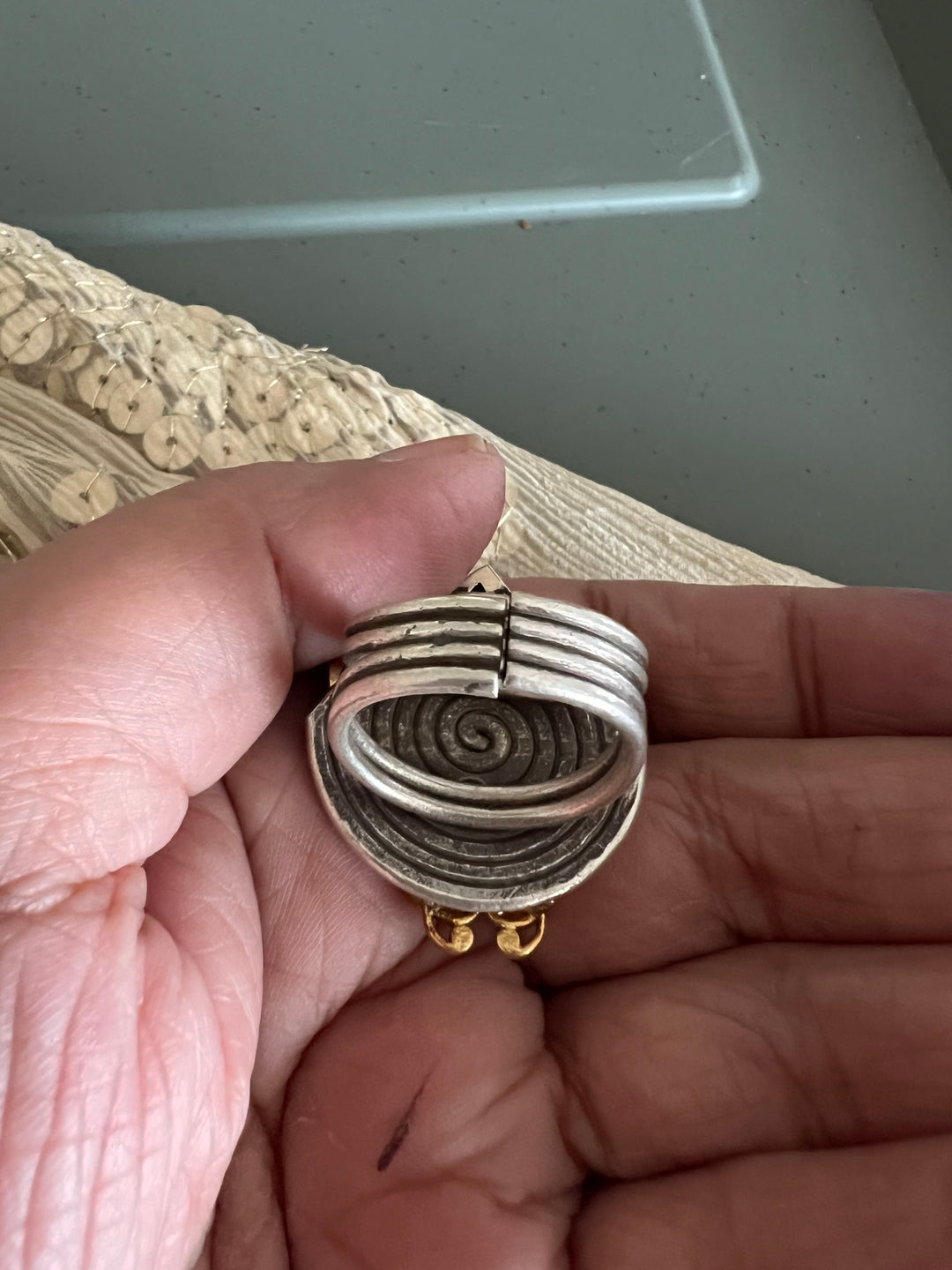 Statement Kundan 925 Silver Ring with Natural Carved Stone- Handmade, One of a Kind