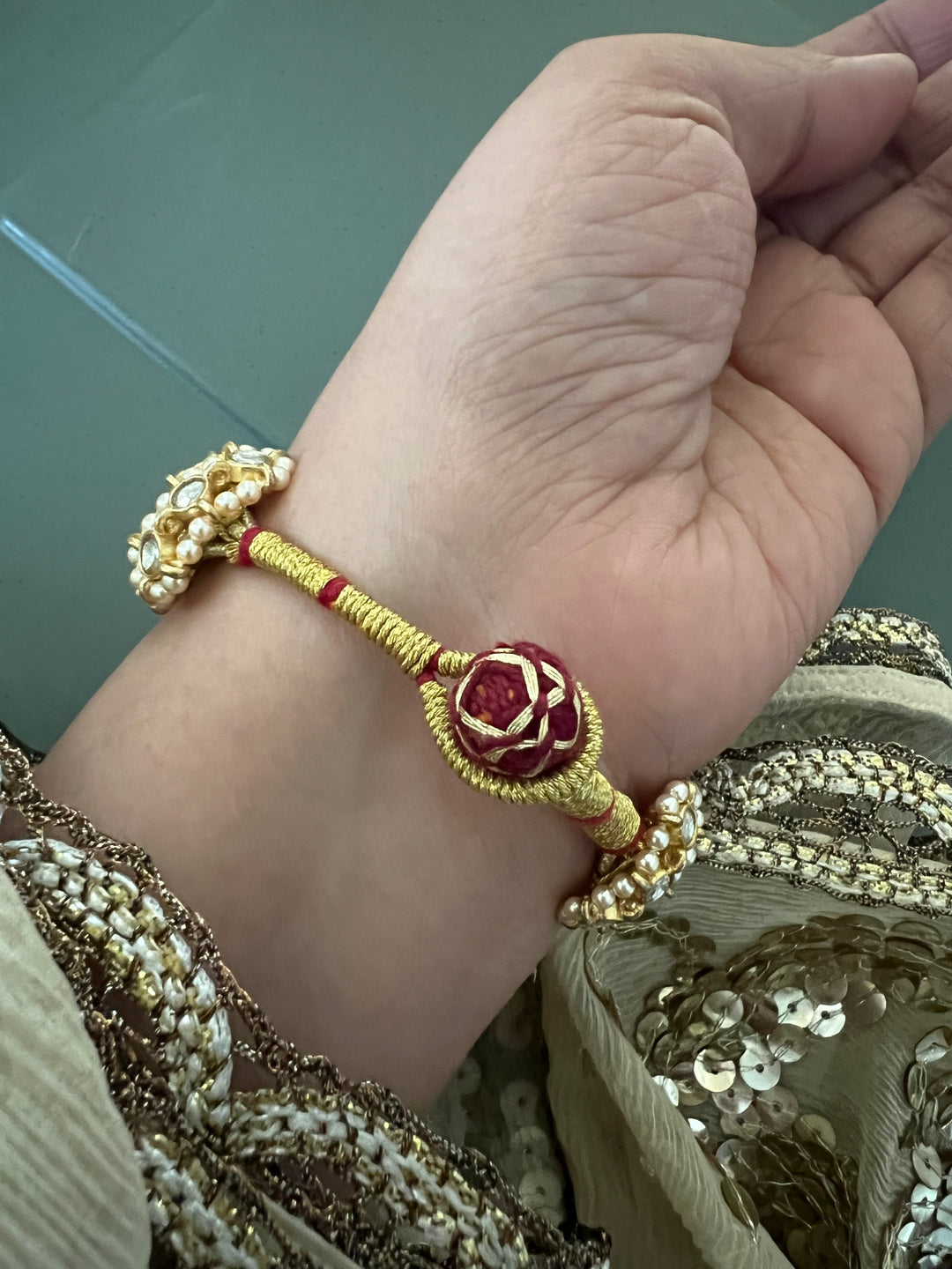 Kundan Pearl Silver Bracelet – SHIVKA