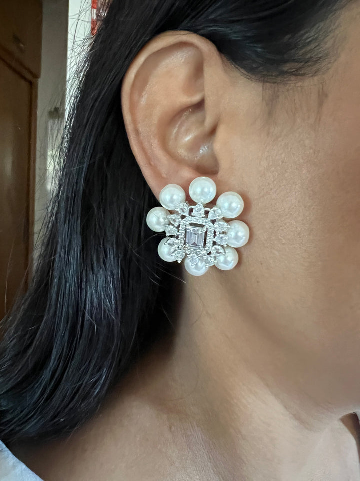 Pearl and CZ Studs - Premium Quality, Exquisite Craftsmanship