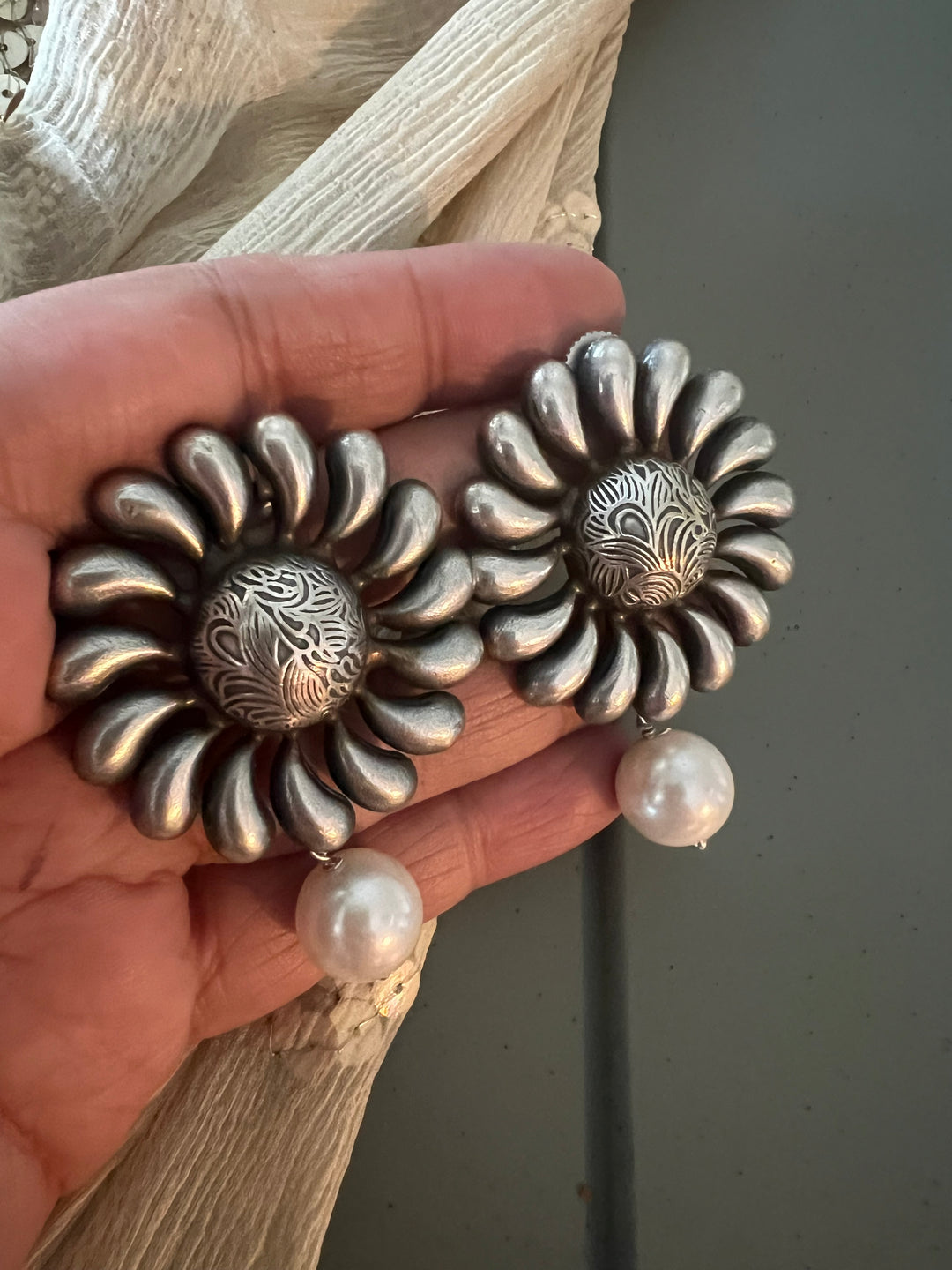 Statement Earrings with Natural Pearl Drops – Perfect for Afternoon Lunches