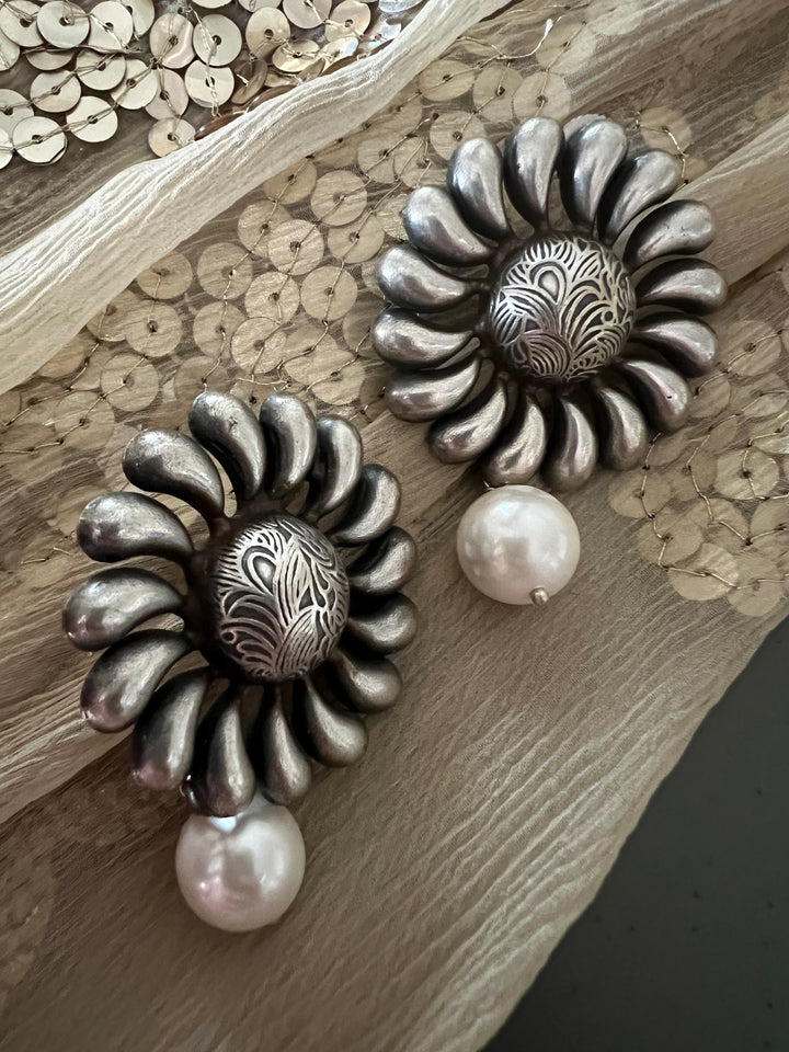 Statement Earrings with Natural Pearl Drops – Perfect for Afternoon Lunches