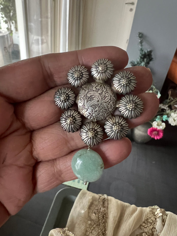 Statement Earrings with Green Aventurine Drops – Perfect for Afternoon Lunches