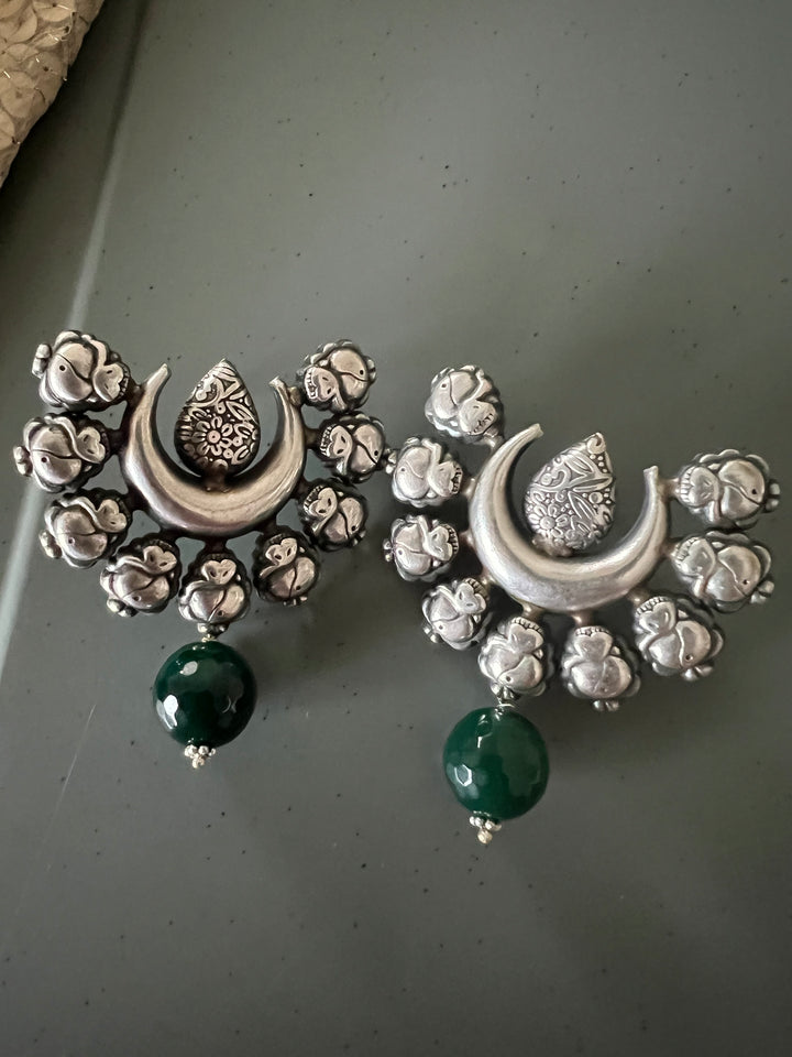 Statement Earrings with Green Onyx Drops – Perfect for Afternoon Lunches