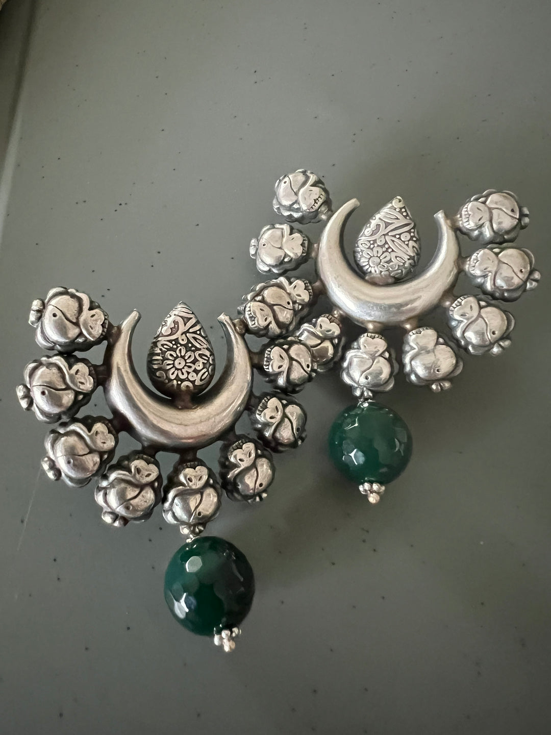 Statement Earrings with Green Onyx Drops – Perfect for Afternoon Lunches