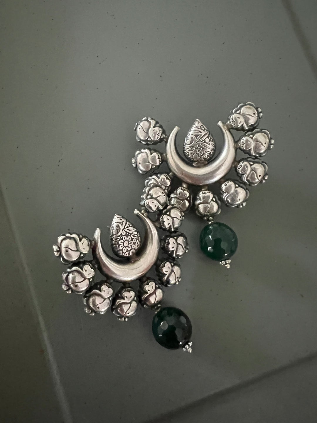 Statement Earrings with Green Onyx Drops – Perfect for Afternoon Lunches
