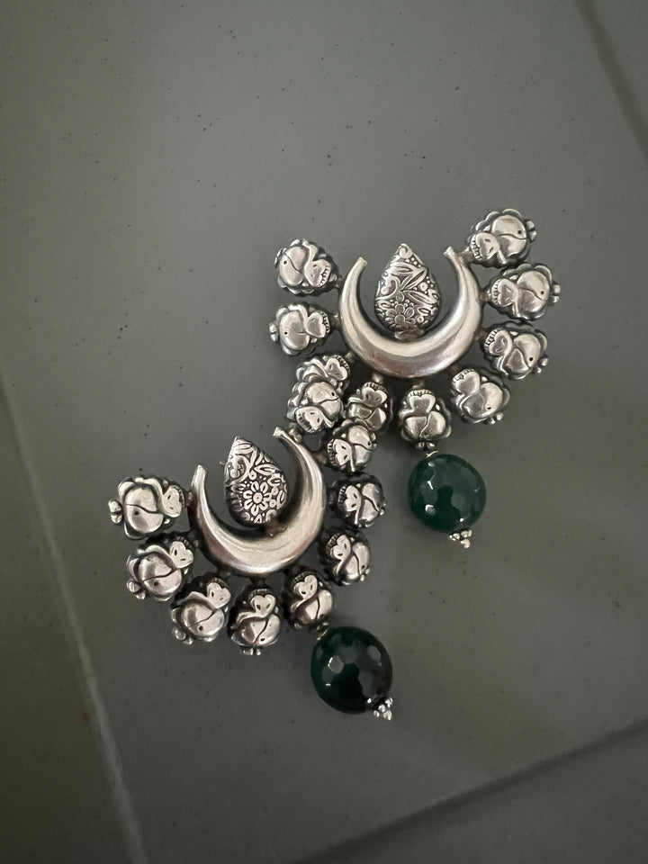 Statement Earrings with Green Onyx Drops – Perfect for Afternoon Lunches