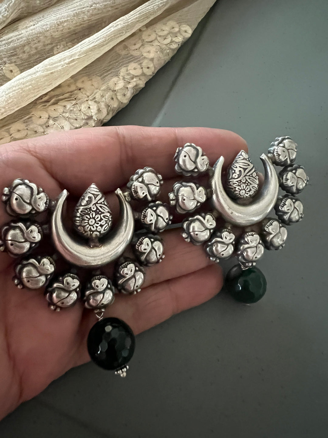 Statement Earrings with Green Onyx Drops – Perfect for Afternoon Lunches