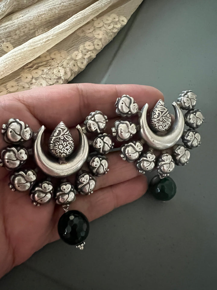 Statement Earrings with Green Onyx Drops – Perfect for Afternoon Lunches