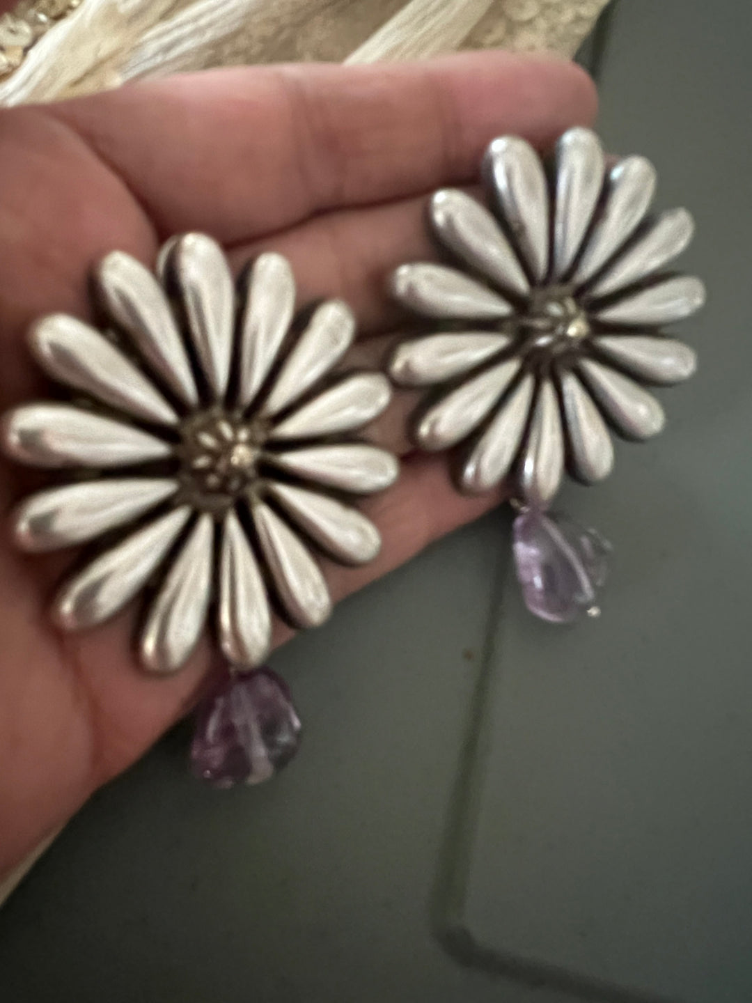 Statement Earrings with Amethyst Drops – Perfect for Afternoon Lunches